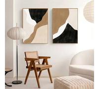 Ensemble de 2-Moderne Abstrait Couleur Bloc Toile Imprimée Peinture Affiche Murale Nordique Vivant Cuisine Bureau Chambre à Coucher Maison Chambre Décoration Oeuvre D'Art-40*50cm (Non encadré)