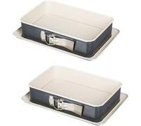 Zenker 9348650 Lot de 2 Moules à gâteaux rectangulaire à charnière, moule rectangle, plat à four, plat à gratin, moule à gâteaux avec plateau, revêtement antiadhésif ILAG Ultimate, 28 x 18 x 7 cm