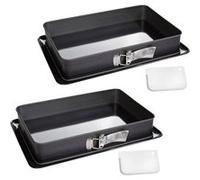 Ensemble de 2 Moules à charnière rectangulaire en acier émaillé et sa spatule 42 x 29 cm Zenker Deluxe