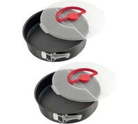 Ensemble de 2 Moules à manqué à charnière 26 cm avec couvercle de transport Dr. Oetker Bake and Go Dr. Oetker