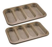 Ensemble de 2 Moules à pain perforé 4 mini baguettes 33 x 22 cm Zenker Mojave Gold Zenker