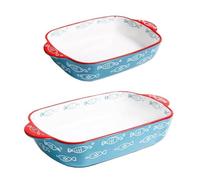 Ensemble de 2 moules à pâtisserie en céramique for la maison, vaisselle carrée double poignée, casseroles allant au four, assiette salade Plats à Gratin