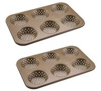 Ensemble de 2 Moules à petits pains individuels ronds 6 empreintes 33 x 22 cm Zenker Mojave Gold