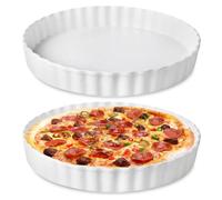 Ensemble de 2 Moules a Tartes, Plat de Cuisson En Porcelaine, Assiette a Quiche En Céramique Non Collante, Idéal pour La Cuisson de Lasagnes, Gratins Et Pâtisseries