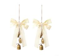 Ensemble De 2 Ornements Cloche Et Noël 25x16cm Fer Flanelle | Convient aux sapins couronnes et guirlandes Effet sonore doux Diversité de couleurs café vert