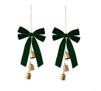 Ensemble De 2 Ornements Cloche Et Noël 25x16cm Fer Flanelle | Convient aux sapins couronnes et guirlandes Effet sonore doux Diversité de couleurs café vert