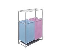 vidaXL Ensemble de 2 paniers à linge avec étendoir – 2 sections et étagère – Multicolore (rose/bleu)
