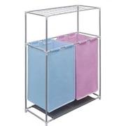 vidaXL Ensemble de 2 paniers à linge avec étendoir – 2 sections et étagère – Multicolore (rose/bleu)