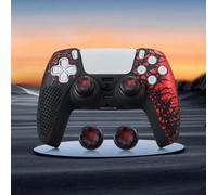Ensemble de 2 pièces : 1 pièce Étui de contrôleur Araignée noir + 1 paire de Capuchons de joystick Araignée, pour la protection de la manette PlayStation 5, antidérapant, anti-transpiration, anti-pous