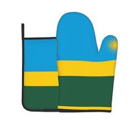 Ensemble de 2 pièces Comprenant Une manique et Un de Cuisine aux Couleurs du Drapeau du Rwanda, idéal pour Cuisiner et pâtisser.