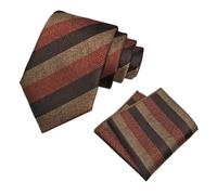 Ensemble de 2 pièces cravates rayées for hommes, en Polyester, poche carrée, largeur 8cm, formelles, costume smoking, cravate Pour Fete Affaires(Color B)