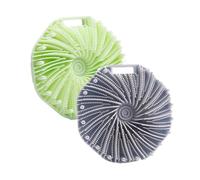 Ensemble De 2 PièCes D’Accessoires De Salle De Bain Ronds Serviette De Bain Multifonctionnelle En Silicone Frottant, Brosse De Bain Portable Brosse De Massage (Gris + vert)