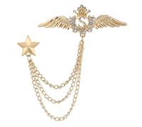 Ensemble de 2 pièces de broche d'ailes d'ange en cristal de strass de diamant pour femmes hommes vêtements robes de costume avec accessoire de bijoux de chaîne de gland
