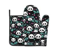 Ensemble de 2 pièces de cuisine en forme de panda avec gants d'isolation thermique + manique - Anti-brûlure et isolation thermique