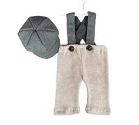 Ensemble de 2 pièces de déguisement de nouveau-né pour première séance photo délicate, accessoires de photographie, pantalon avec sangle et chapeau assorti