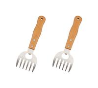 Ensemble de 2 pièces de griffes de déchiquetage de viande, long manche en bois, griffe d'ours en acier inoxydable, séparateur de viande de poulet fixe déchiqueté à la main, facile à soulever, manipule