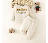 Ensemble de 2 pièces de style coréen pour bébé nouveau-né : un Sweat-shirt avec broderie de ourson de bande dessinée et un pantalon assorti confortable et décontracté à manches longues 6-9M,0-1M,1-3M,