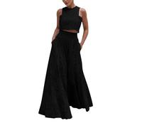 Ensemble de 2 pièces pour femme avec débardeur sans manches et jupe trapèze à taille élastique, ensemble de vêtements de détente, robe longue élégante deux pièces, streetwear, tenue de plage d'été