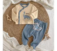 Ensemble de 2 pièces pour nouveau-né garçon/fille, pull en velours à manches longues avec motif de dinosaure en tricot doux et col ras-du-cou, assorti à un pantalon à pieds avec taille élastique, pour