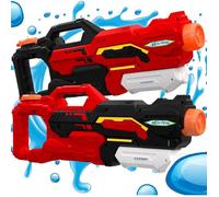 KESSER® Pistolet à Eau Ensemble de 2 Pistolets à Eau portée 10-11 mètres, capacité 1500 ML Jouets de Plage Amusants à l'eau en Plein air pour Enfants et Adultes Piscine de Plage, Noir Rouge