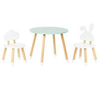 Ensemble de 2 Places Table et Chaises pour Enfant en MDF Pieds Capuchons Meuble Chambre Enfant Blanc et Bois Clair Robin