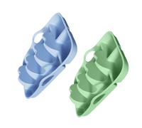 Ensemble de 2 Plateaux Porte-Coque en Silicone avec Compartiments à tremper pour Le Service du dîner, Plateaux de divisés Bleus et Verts pour Les Repas de Table à la Maison, Service Rapide de