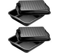 Ensemble de 2 Plats à four avec couvercle en acier émaillé 42 x 34 cm Dr. Oetker Back-Idee Kreativ Dr. Oetker