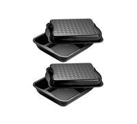 Ensemble de 2 Plats à four avec couvercle en acier émaillé 42 x 34 cm Dr. Oetker Back-Idee Kreativ Dr. Oetker