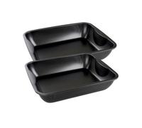 Zenker 9344750 Lot de 2 Plats à four XXL rectangle, plat à four, plat à poulet, plat rectangle XXL, Acier, Noir, 40 x 34 x 8 cm
