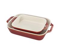 Ensemble de 2 plats de cuisson rectangulaires en c ramique STAUB, rouge