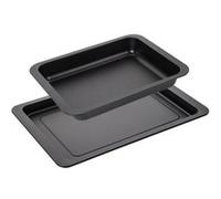 Zenker 9941650 Ensemble de 2 plats de four rectangulaires, plat de four, plat de cuisson, plat à four, plaque de cuisson, plaque de four, Acier, 42 x 29 x 2,5 cm