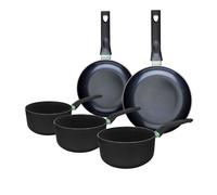 Ensemble de 2 poêles de 20 et 24 cm et 3 casseroles 16, 18 et 20 cm Fackelmann Brandao