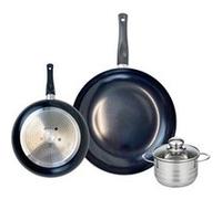 ELO 9724850 Batterie de cuisine 3 pièces, Ensemble de 2 Poêles de cuisson 20 et 28 cm et 1 faitout 12 cm Elo Prima Brillant, inox, induction