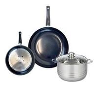 ELO 9725150 Batterie de cuisine 3 pièces, Ensemble de 2 Poêles de cuisson 20 et 28 cm et 1 faitout 20 cm Elo Prima Brillant, inox, induction