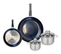 ELO 9725350 Batterie de cuisine 4 pièces, Ensemble de 2 Poêles de cuisson 20 et 28 cm et 2 faitouts 12 et 14 cm Elo Prima Brillant, inox, induction