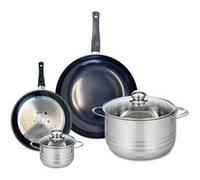 ELO 9725650 Batterie de cuisine 4 pièces, Ensemble de 2 Poêles de cuisson 20 et 28 cm et 2 faitouts 12 et 24 cm Elo Prima Brillant, inox, induction
