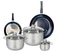 ELO 9726850 Batterie de cuisine 5 pièces, Ensemble de 2 Poêles de cuisson 20 et 28 cm et 3 faitouts 12, 20 et 24 cm Elo Prima Brillant, inox, induction