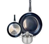 Ensemble de 2 Poêles de cuisson 20 et 32 cm et 1 faitout 14 cm Elo Prima Brillant Noir