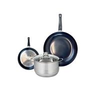 Ensemble de 2 Poêles de cuisson 20 et 32 cm et 1 faitout 24 cm Prima Brillant Elo