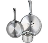 ELO 9875350 Batterie de cuisine 3 pièces, Ensemble de 2 Poêles de cuisson 24 et 28 cm et 1 faitout 14 cm Elo Profi Brillant, inox, induction