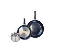 ELO 9731150 Batterie de cuisine 3 pièces, Ensemble de 2 Poêles de cuisson 24 et 28 cm et 1 faitout 14 cm Elo Prima Brillant, inox, induction