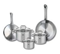 ELO 9503650 Batterie de cuisine 5 pièces, Ensemble de 2 Poêles de cuisson 24 et 28 cm et 3 faitouts 14, 16 et 20 cm Elo Profi Citrin, inox, induction