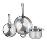 Ensemble de 2 Poêles de cuisson 24 et 32 cm et 1 faitout 20 cm Elo Profi Brillant Gris