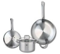 ELO 9504950 Batterie de cuisine 3 pièces, Ensemble de 2 Poêles de cuisson 24 et 32 cm et 1 faitout 20 cm Elo Profi Citrin, inox, induction