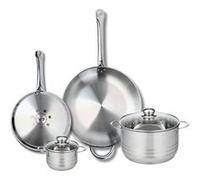 ELO 9879050 Batterie de cuisine 4 pièces, Ensemble de 2 Poêles de cuisson 24 et 32 cm et 2 faitouts 12 et 20 cm Elo Profi Brillant, inox, induction