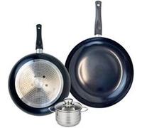 Ensemble de 2 Poêles de cuisson 28 et 32 cm et 1 faitout 12 cm Prima Brillant Elo