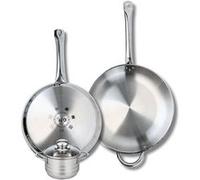 ELO 9881450 Batterie de cuisine 3 pièces, Ensemble de 2 Poêles de cuisson 28 et 32 cm et 1 faitout 12 cm Elo Profi Brillant, inox, induction