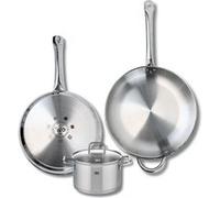 Ensemble de 2 Poêles de cuisson 28 et 32 cm et 1 faitout 16 cm Elo Profi Citrin Inox