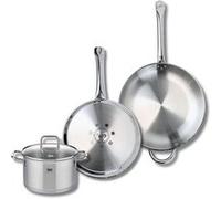 Ensemble de 2 Poêles de cuisson 28 et 32 cm et 1 faitout 20 cm Elo Profi Citrin Inox