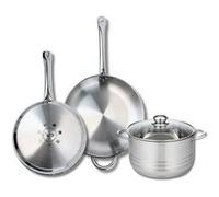 Ensemble de 2 Poêles de cuisson 28 et 32 cm et 1 faitout 24 cm Elo Profi Brillant Inox